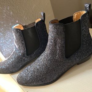 J Crew glitter Chelsea ankle boots